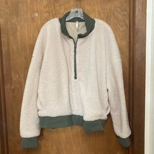 COZY Fabletics Sherpa Quarter Zip Top with Pockets, Lined, 3XL